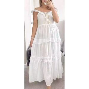 True Destinations Women’s Tiered Resorts Wear Beach‎ Coverup Dress Size XS White